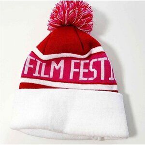 NEW Sundance Film Festival Rabbit Hole Pink Red White Pom Pom Ski Winter Beanie